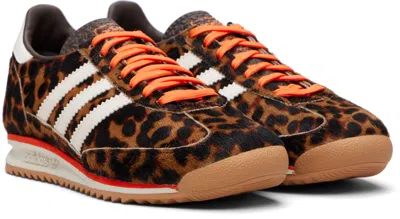 Adidas Originals Womens Adidas Sl 72 Leopard-print Suede And Mesh Low-top Trainers In Black
