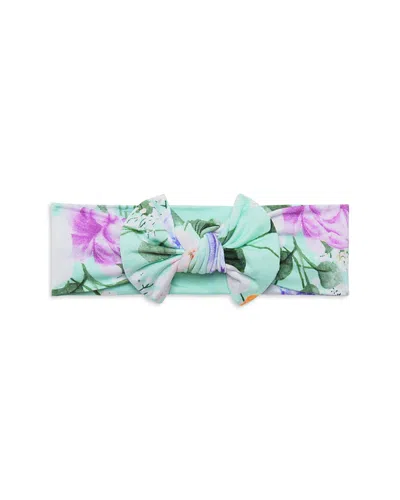 Posh Peanut Girls' Floral Print Headwrap - Baby In Green