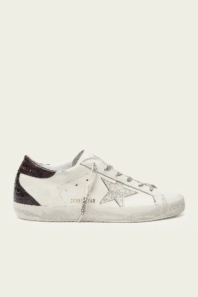 Golden Goose Super-star White Burgundy Leather Sneaker In White