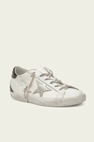 Golden Goose Super-star White Burgundy Leather Sneaker In White