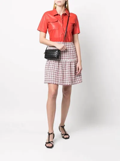 Ferragamo Patterned Cotton-blend Flounce Skirt In Multi