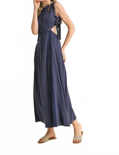 Merci Lisa Cut Out Midi Dress In Navy In Blue