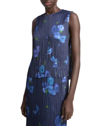 Vince Poppy Blur Crushed Shell Top In Blue