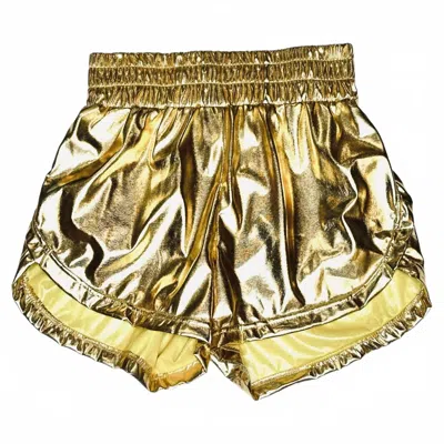 Belle Cher Women's Metallic Athletic Fit Short In Gold In Gold