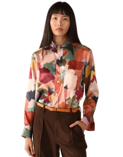 Cissa Belle Silk Shirt In Marina's Tea Garden In Multi