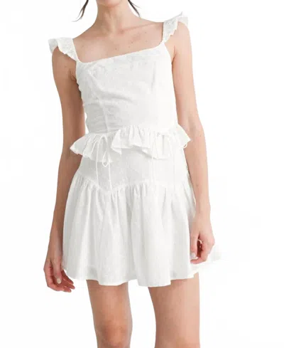 Mable Eyelet Ruffle Sleeve Top And Mini Skirt Set In White In White
