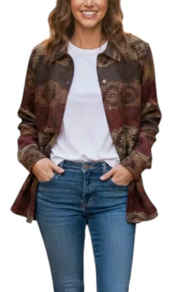 Tasha Polizzi Rambler Long Sleeve Shirt In Brown Multi In Brown