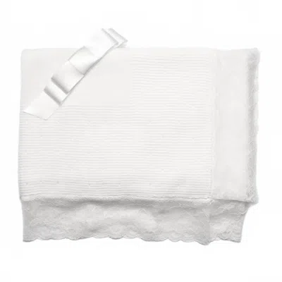 Juliana Baby Lace Trim Blanket In White In White