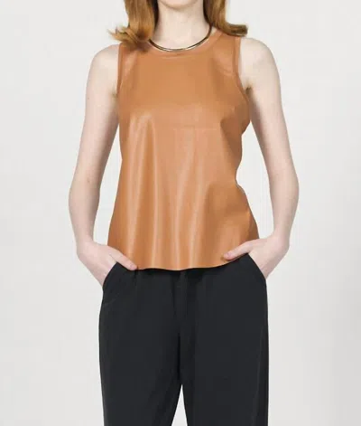 Another Love Carmela Vegan Leather Tank In Brown Sugar In Multi