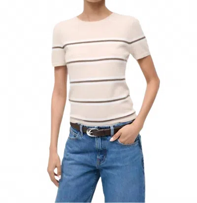 Staud Easy Cashmere Tee Top In Whisper Stripe In Neutral