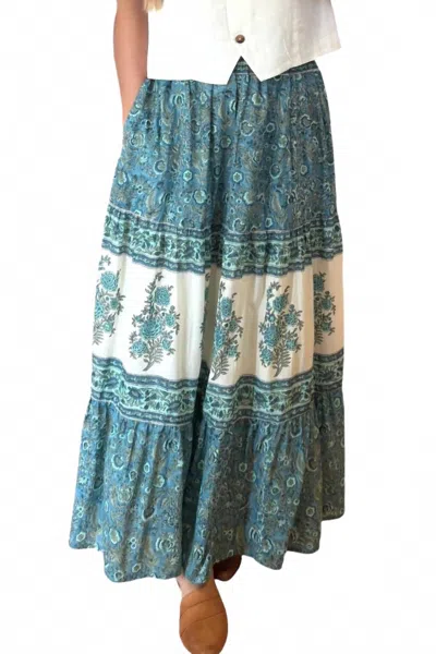 Mahila Tani Maxi Skirt In Green Multi In Animal Print