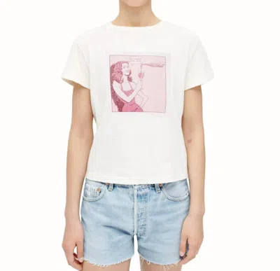 Re/done Classic Drink Wine Tee In White In Animal Print