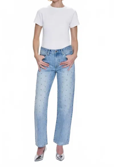 Pistola Lexi Mid Rise Bowed Straight Jean With Studs In Aries In Blue