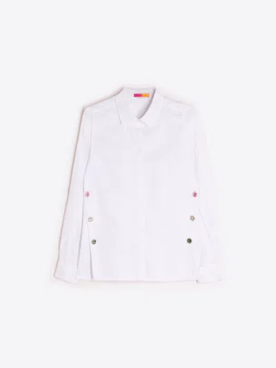 Vilagallo Women's Side Buttons Button-down Shirt In White In White