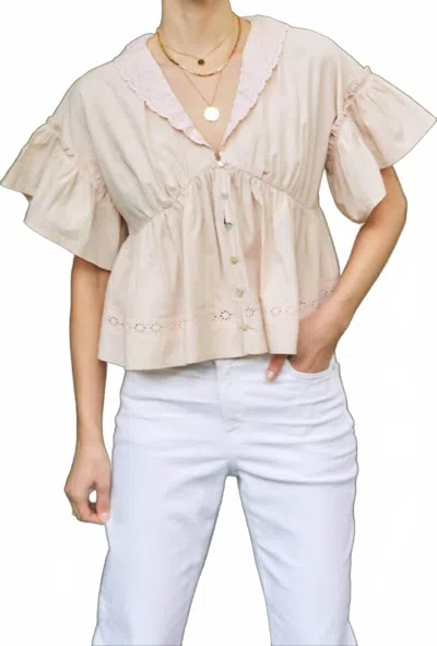In February Rest For The Weary Short Sleeve Blouse In Ice Peach In Multi