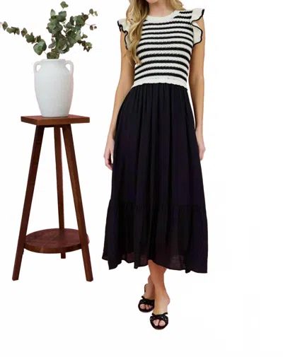 Blu Pepper Lola Stripe Twofer Dress In Navy In Blue