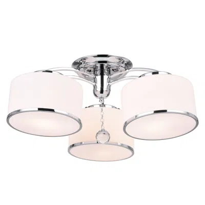 Cwi Lighting Frosted 3 Light Drum Shade Flush Mount With Chrome Finish In Multi