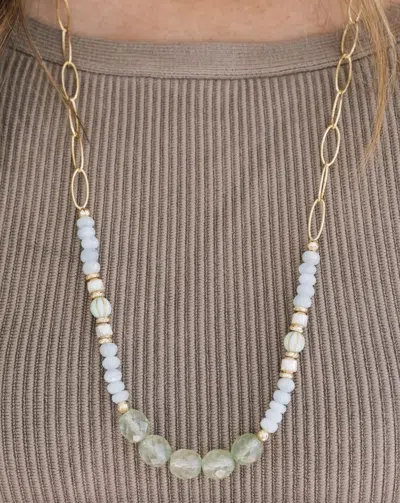 Inspire Designs Dance Party Necklace In Sky Blue/ Green In Gold