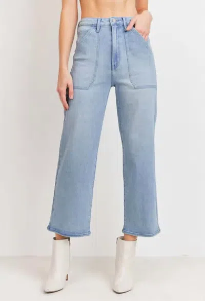 Just Black Denim Cargo Wide Leg Jeans In Light In Blue