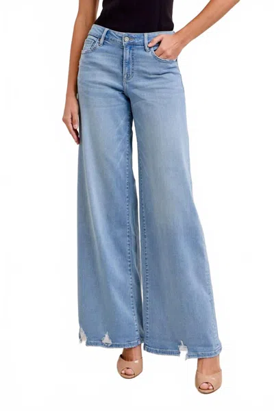 Hidden Nori Super Wide Leg Jeans In Vintage Light Blue Wash In Blue