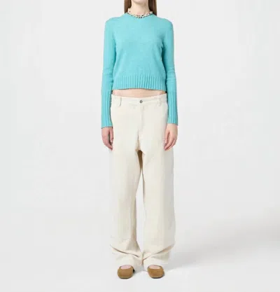 Guest In Residence Shrunken Crew Sweater In Glacier In Green