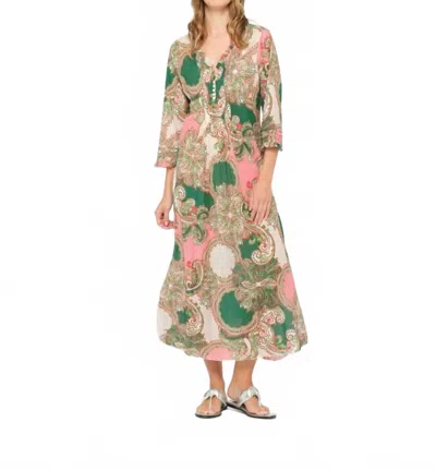 Oneseason Faro Long Poppy Dress In Coral In Pink