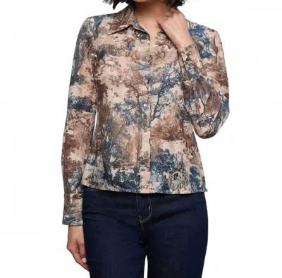 L'agence Maia Printed Lace Blouse In Tan Multi Western Toile In Multi