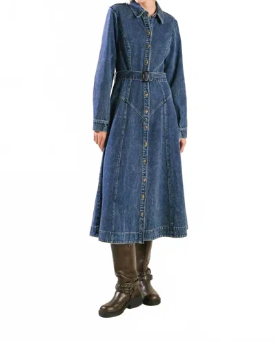 Freemarket Denim Dress In Medium Blue In Blue