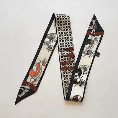 Truedames Vintage Carriage Pattern Printed Twilly Skinny Scarf In Multi