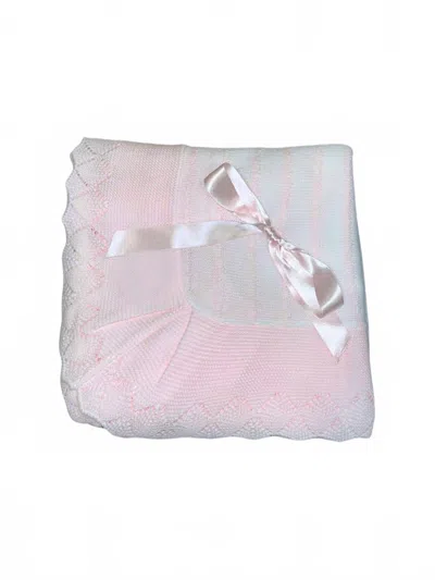 Juliana Baby Striped Blanket In Light Pink With White In Pink