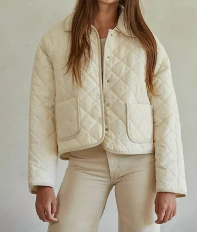 By Together Anne Woven Cotton Quilted Jacket In Cream In White