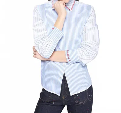 Vilagallo Striped Heart Trim Shirt - Plus In Blue In Blue