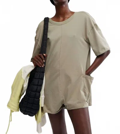 Fp Movement Hot Shot Tee Romper In Sage Stone In Brown
