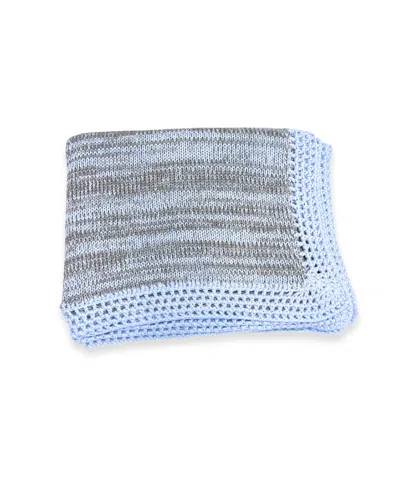Gita Boy's Tweed Blanket In Grey Tweed/light Blue Trim In Blue