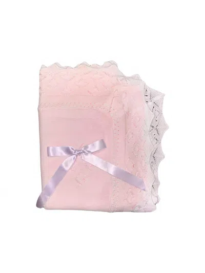 Juliana Baby Blanket In Light Pink/white In Pink