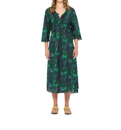 Oneseason Floraganza Middy Poppy Dress In Esmerald Floral In Green