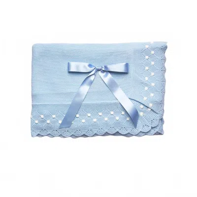 Juliana Baby Dotted Blanket In Light Blue With Ivory In Blue