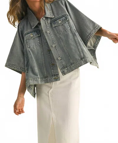 Miou Muse Cassidy Cape Style Denim Jacket In Blue In Blue