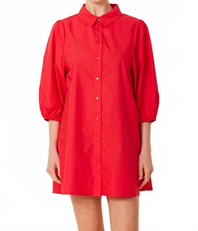 Dolce Cabo Poplin Exaggerated Sleeve Dress/tunic In Red In Red