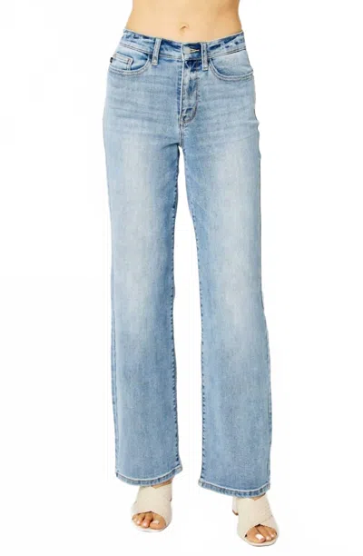 Judy Blue Lainey Mid-rise Light Bootcut Jeans In Blue In Animal Print