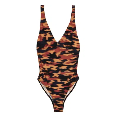 Dries Van Noten Multicolor Polyester One-piece Swimsuit In Animal Print