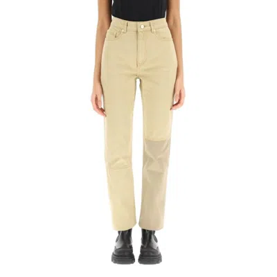 Ganni Brown Cotton Jeans Denim In Yellow