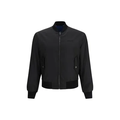 Versace Ribbed Cuffs Jacket Front Pockets Hem In Black