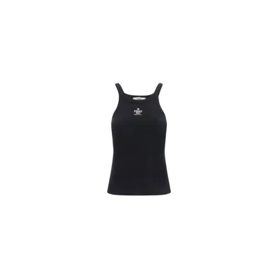 Fendi Black Cotton Tank Tops In Black