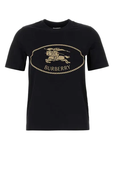 Burberry Black Cotton T-shirt In Black