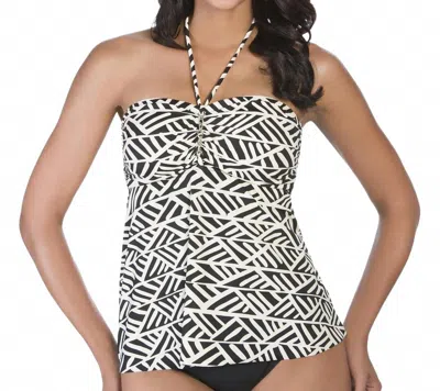 Shape Solver Nouveau Script Bandeau Tankini Top In Sol Black And White In Multi