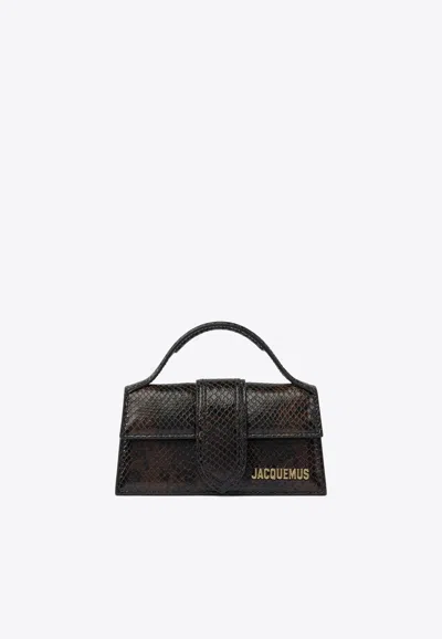 Jacquemus Mini Le Bambino Snake-embossed Leather Handbag In Brown