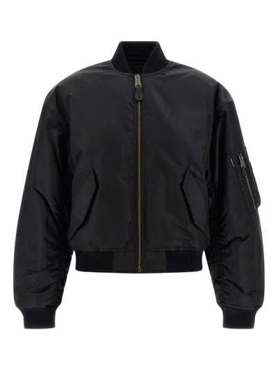 Balenciaga Standard Technical Satin Bomber Jacket In Black