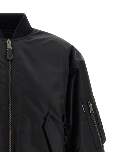 Balenciaga Standard Technical Satin Bomber Jacket In Black