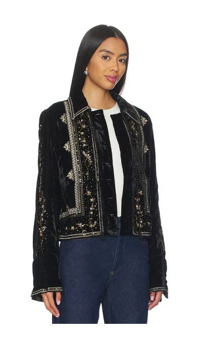 Free People Maxxie Embellished Velvet Jacket In Black